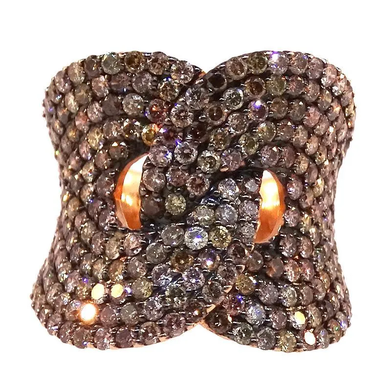 14kt Rose Gold Multi Shade Conganc Double Circle Ring