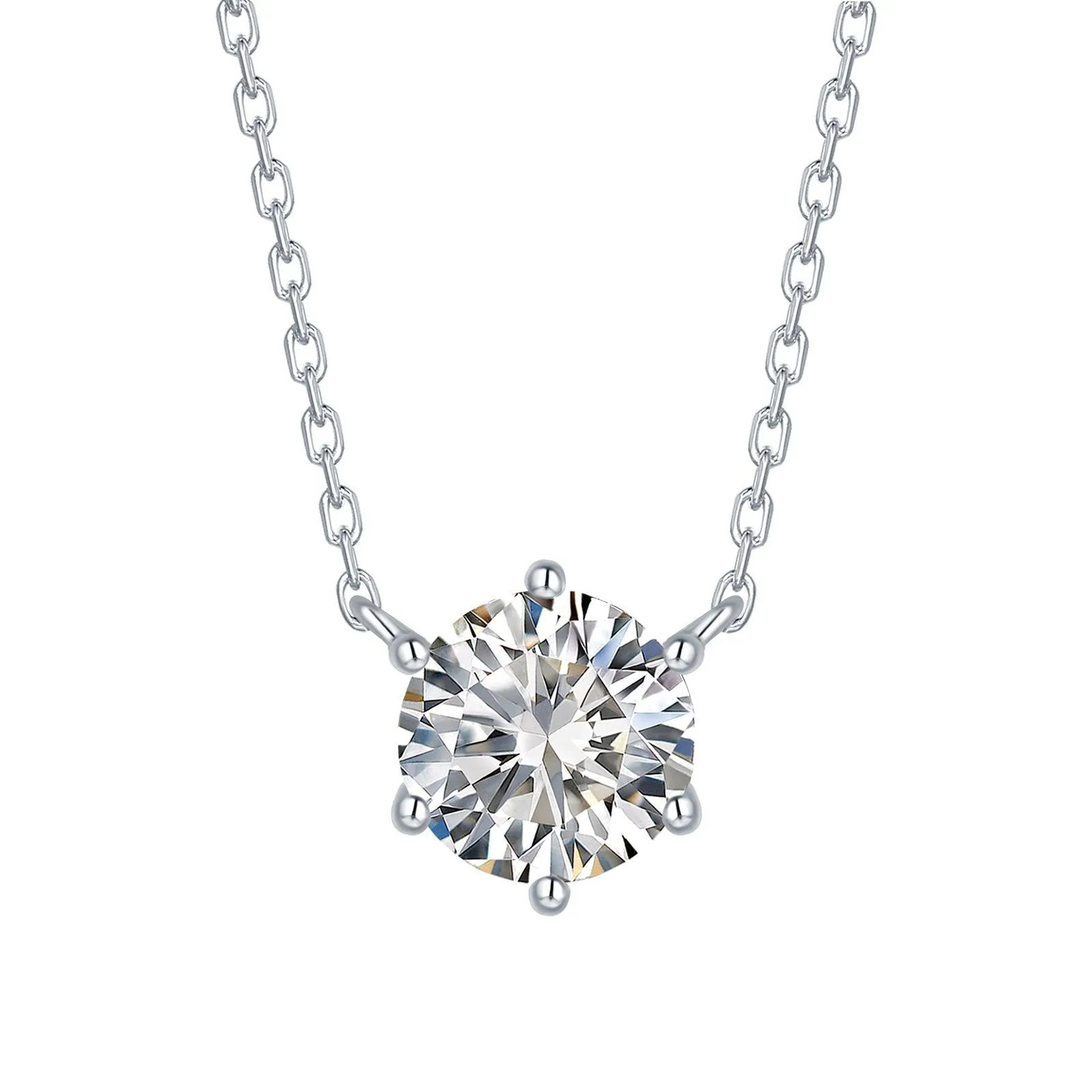 14kt White Gold Solitaire Diamond Pendant Necklace, 1.00ct