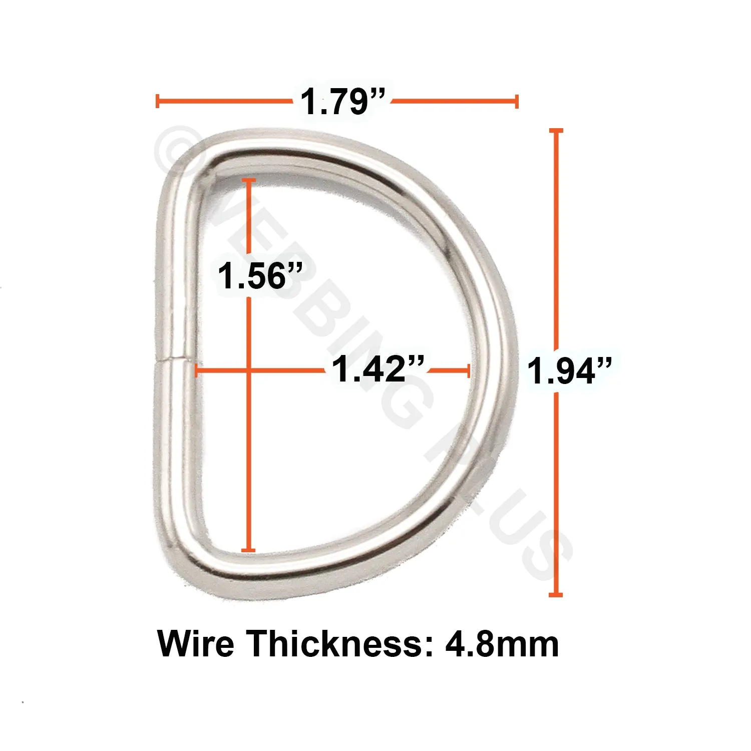 1.5 Inch Heavy Welded D Rings Nickel