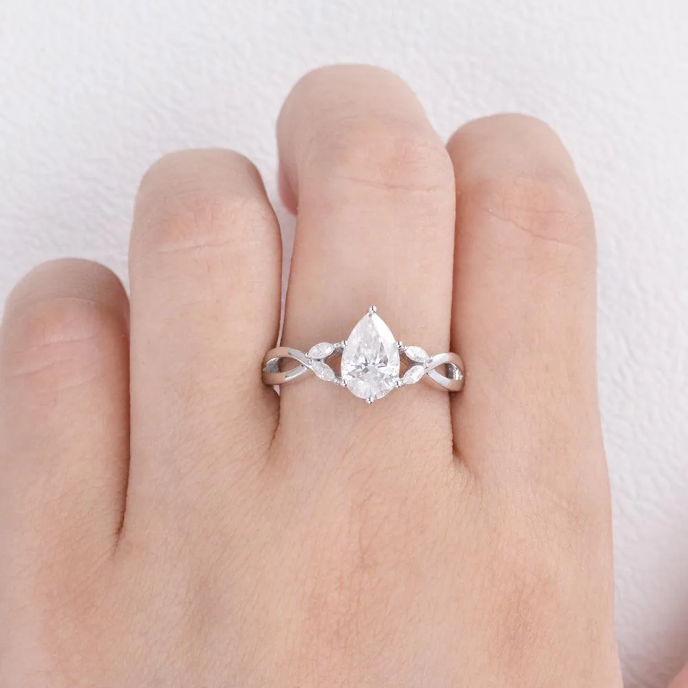 1.5ct Pear Moissanite Infinity Six-prong Ring