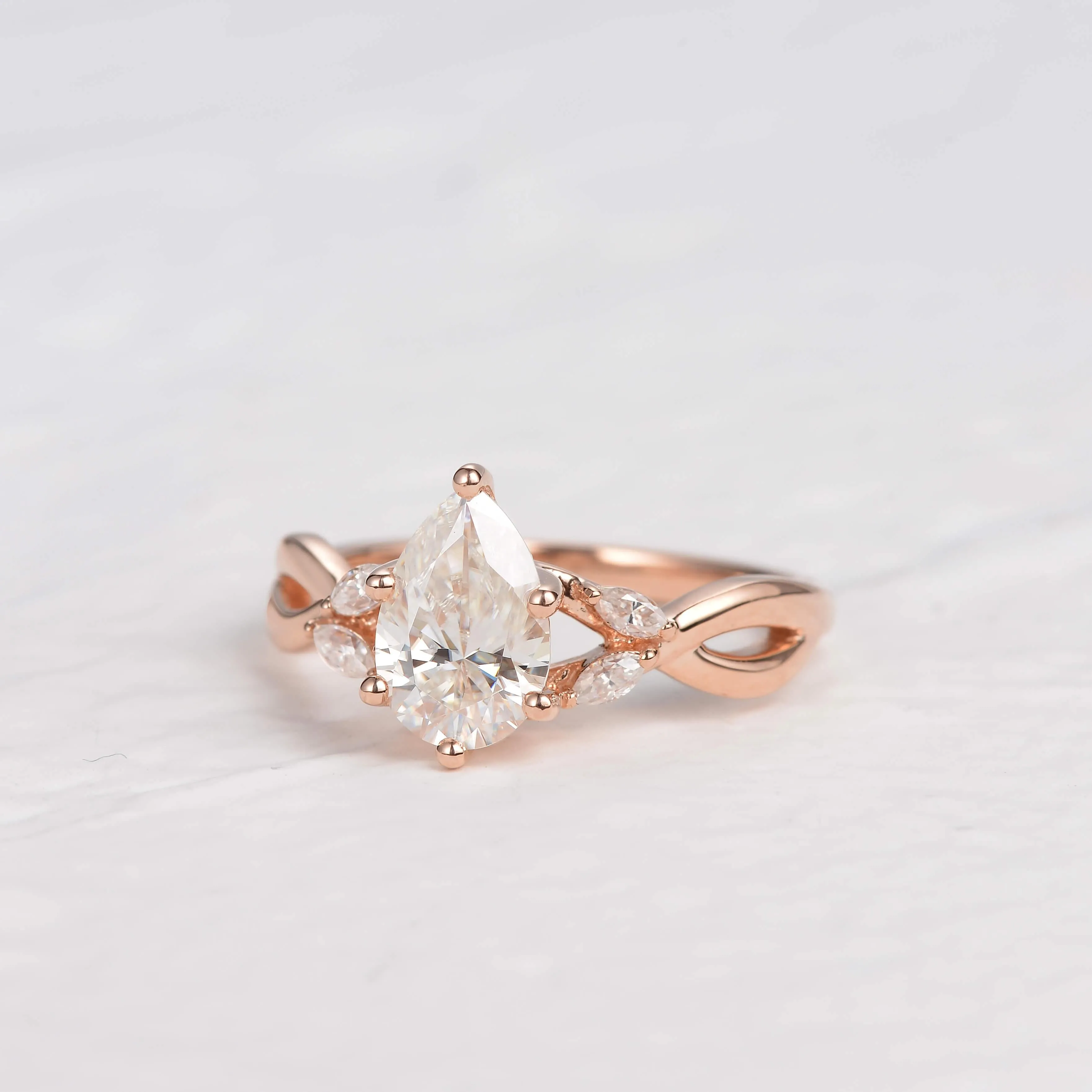 1.5ct Pear Moissanite Infinity Six-prong Ring