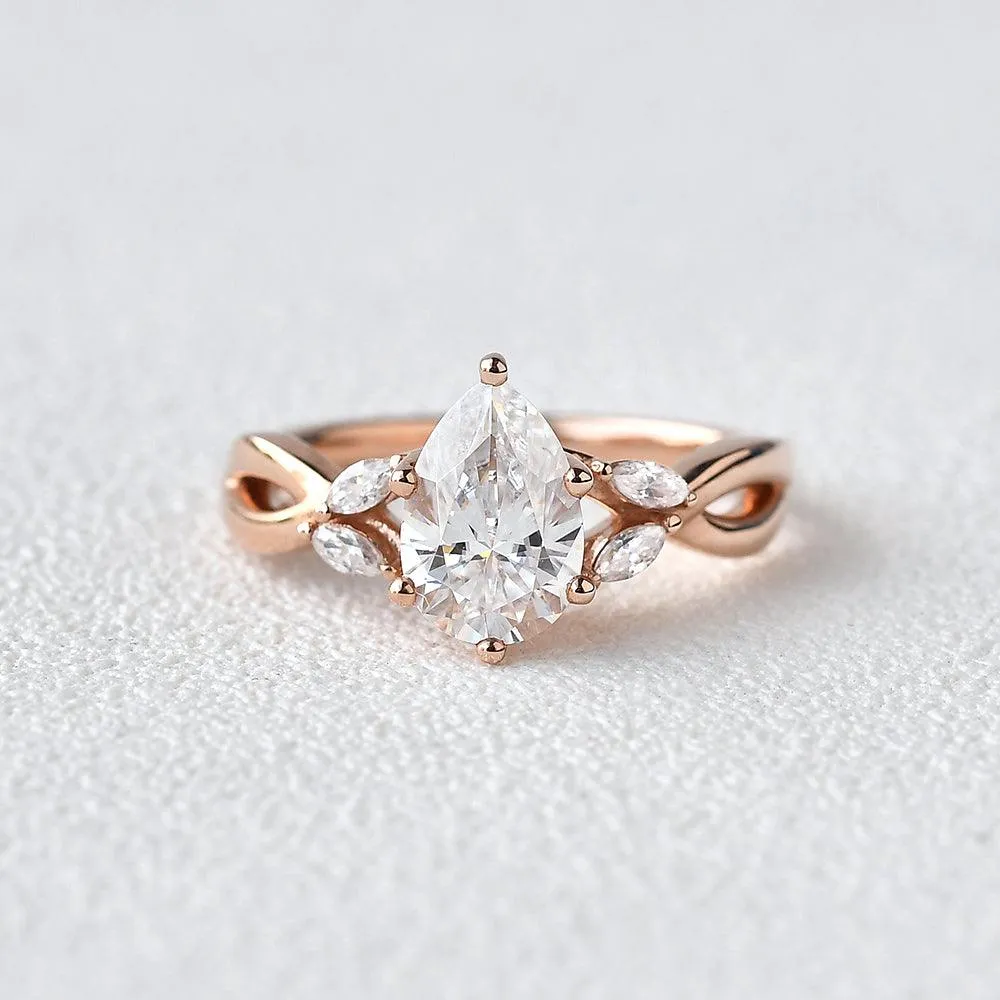 1.5ct Pear Moissanite Infinity Six-prong Ring