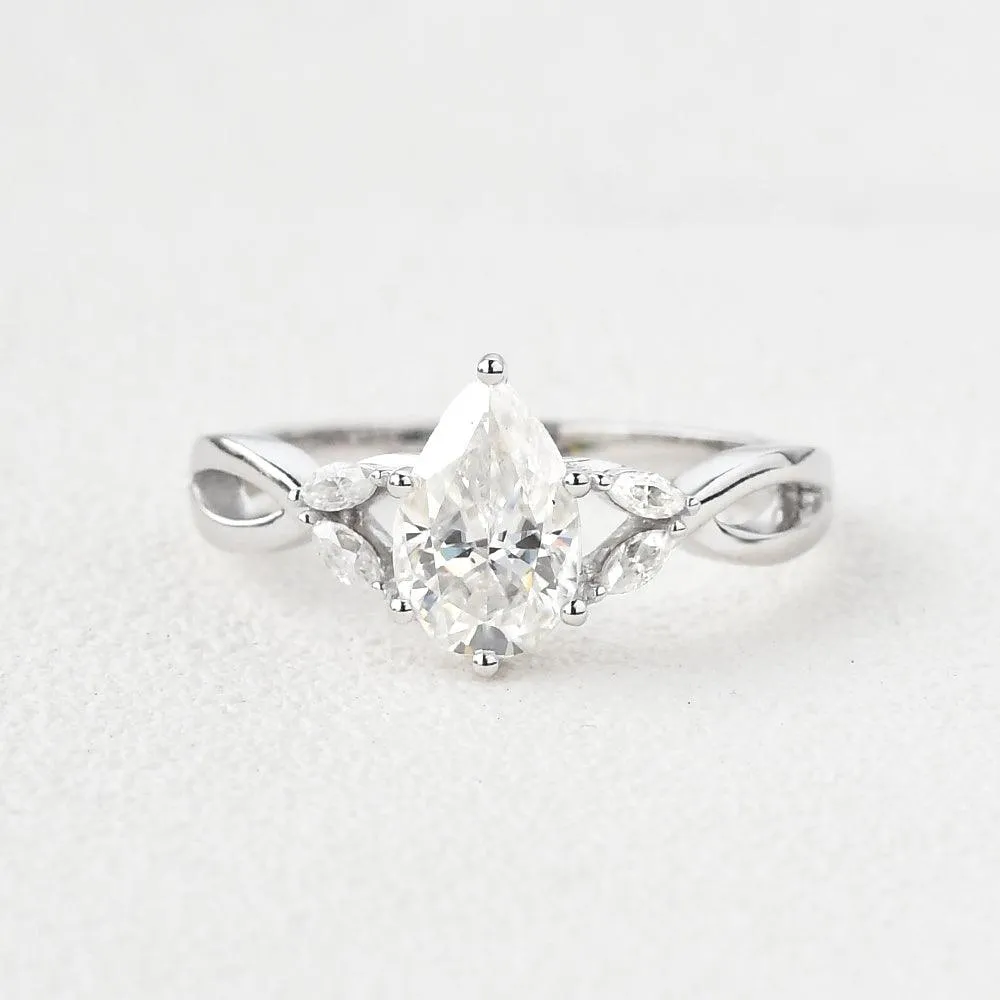 1.5ct Pear Moissanite Infinity Six-prong Ring