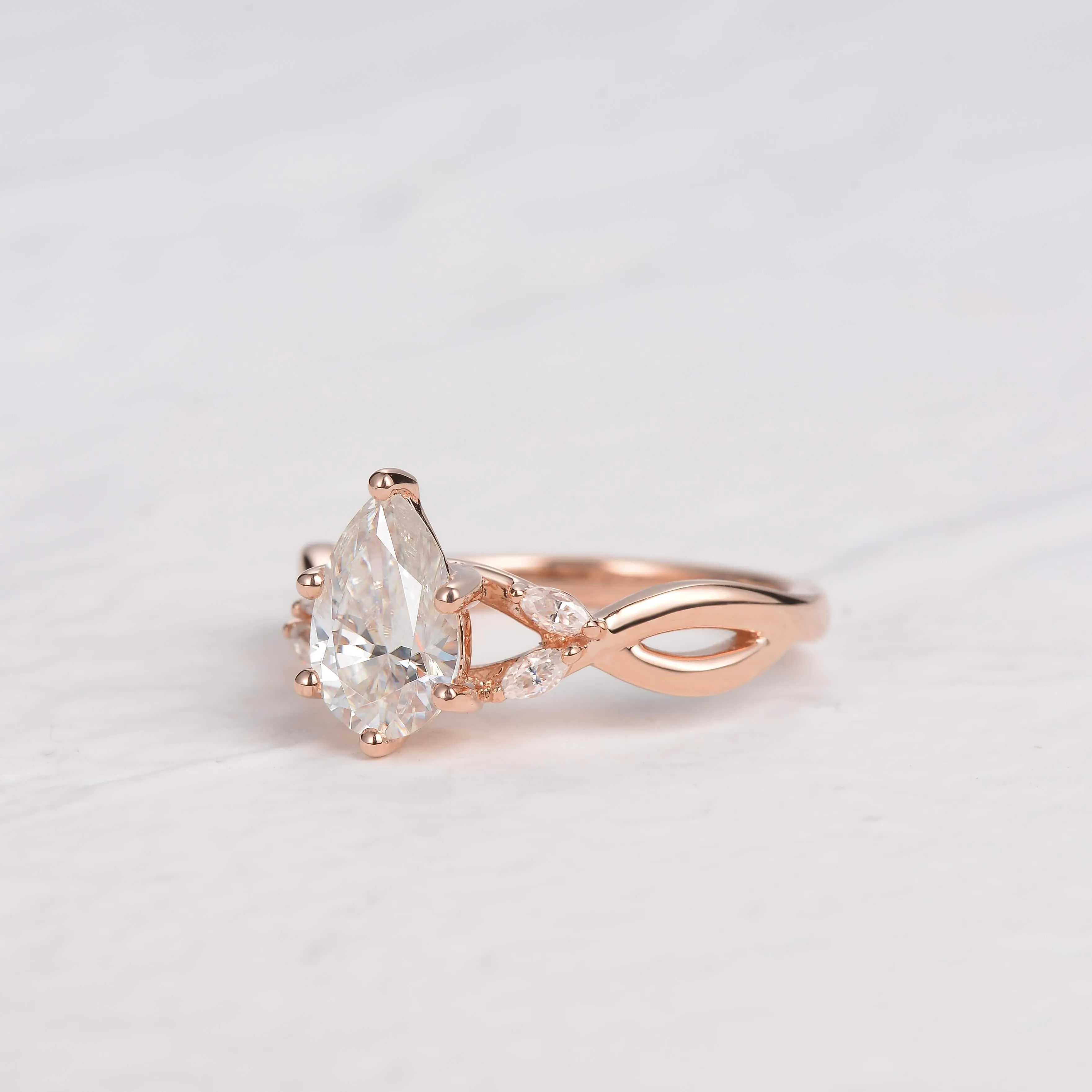 1.5ct Pear Moissanite Infinity Six-prong Ring