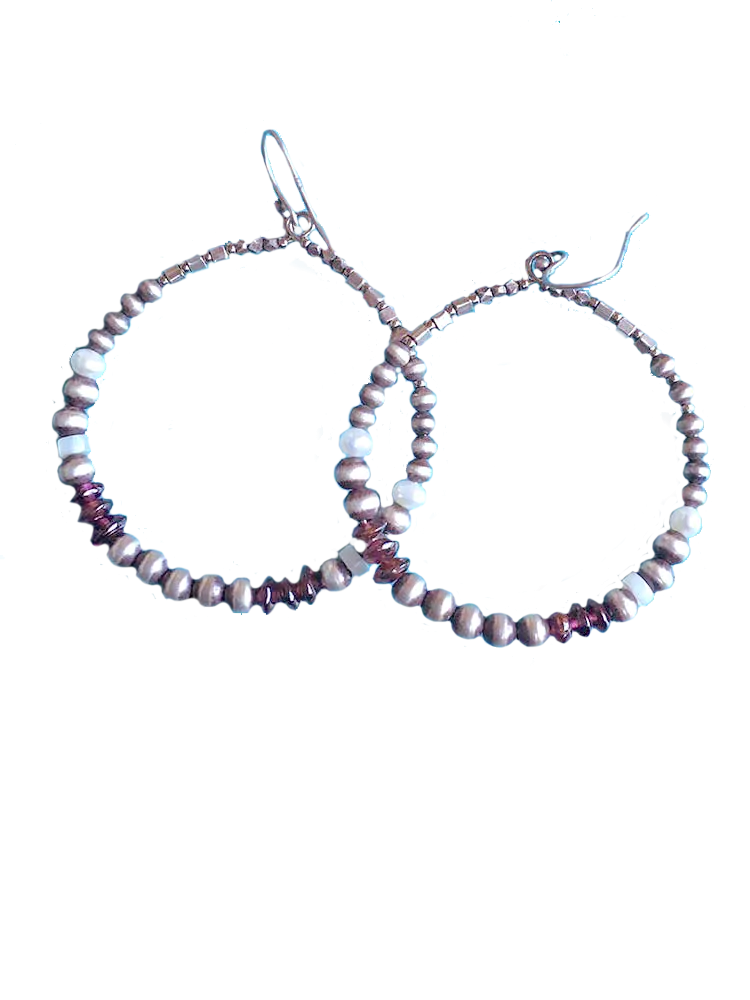 1.75"d Circle Nav Pearl Earrings