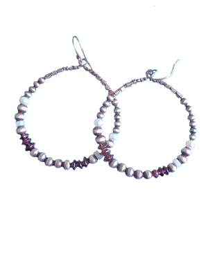 1.75"d Circle Nav Pearl Earrings