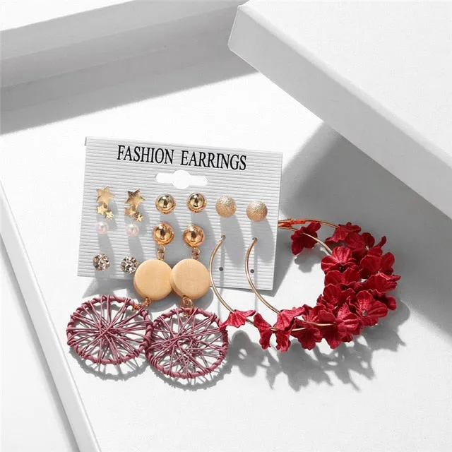 17KM Vintage Pearl Earrings For Women Big Gold Cross Set of Earrings Long Tassel Butterfly Dangle Drop Earrings 2022 Jewelry