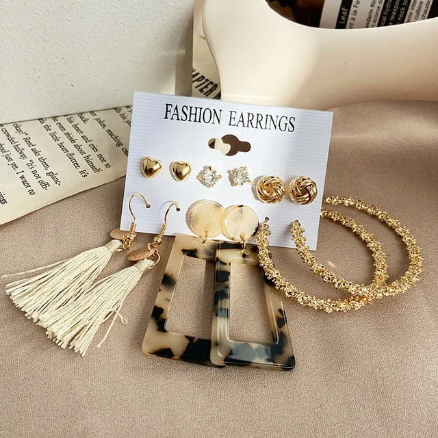 17KM Vintage Pearl Earrings For Women Big Gold Cross Set of Earrings Long Tassel Butterfly Dangle Drop Earrings 2022 Jewelry