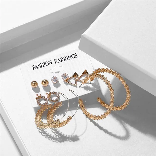 17KM Vintage Pearl Earrings For Women Big Gold Cross Set of Earrings Long Tassel Butterfly Dangle Drop Earrings 2022 Jewelry