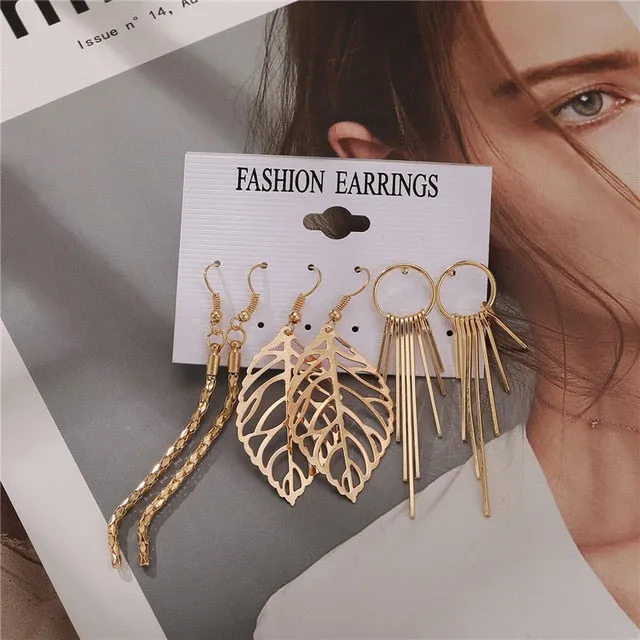 17KM Vintage Pearl Earrings For Women Big Gold Cross Set of Earrings Long Tassel Butterfly Dangle Drop Earrings 2022 Jewelry