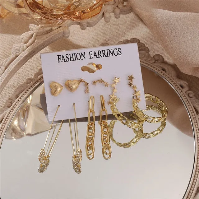 17KM Vintage Pearl Earrings For Women Big Gold Cross Set of Earrings Long Tassel Butterfly Dangle Drop Earrings 2022 Jewelry