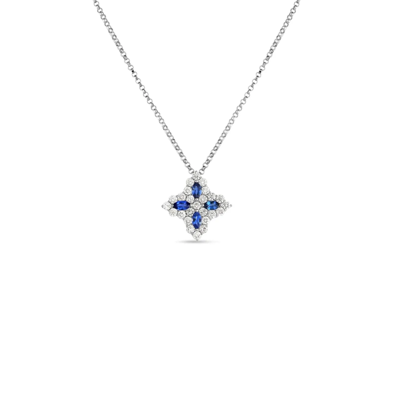 18K Diamond & Sapphire Medium Flower Pendant 8882466Awchxs