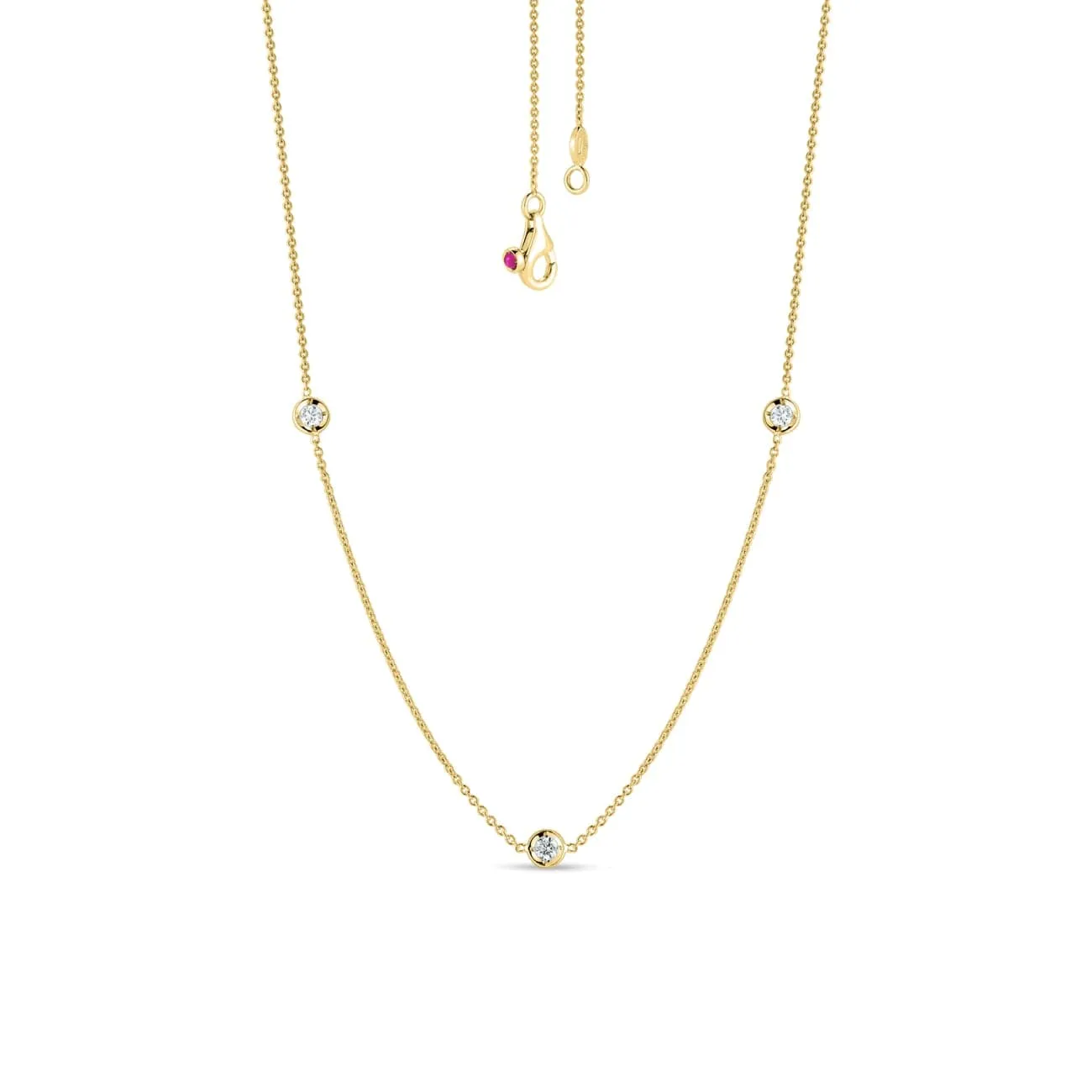 18K GOLD NECKLACE WITH 3 DIAMOND STATIONS