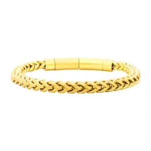 18K Gold Plated Stainless Steel Franco Chain 8.25" Bracelet BR209MG