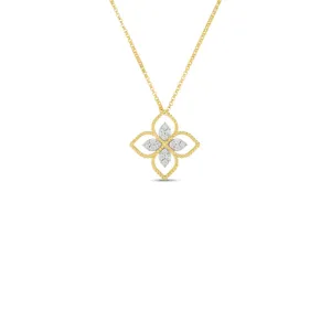 18K PRINCIPESSA LARGE FLOWER PENDANT W. DIAMOND