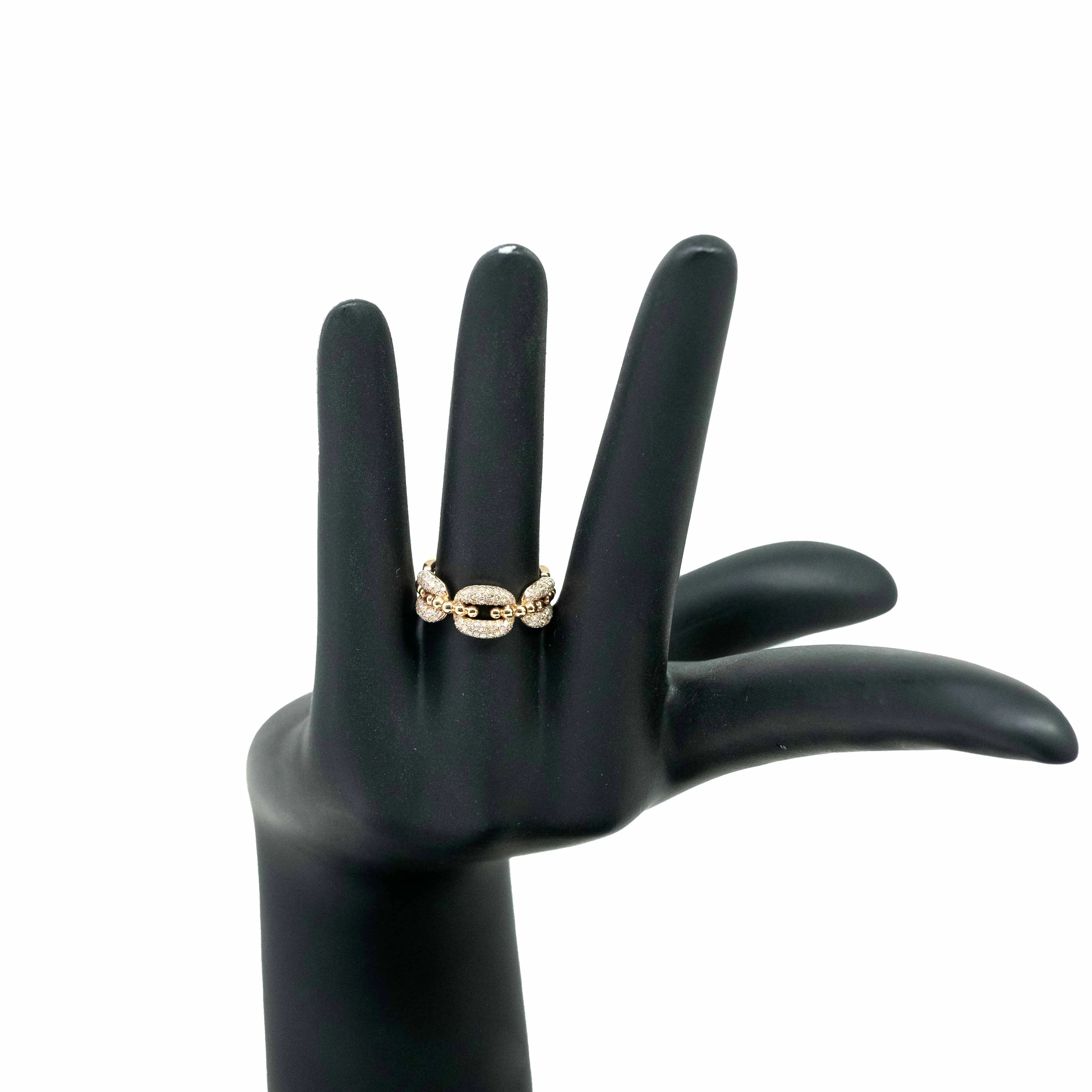18K Rose Gold Diamond Gucci Link Ring