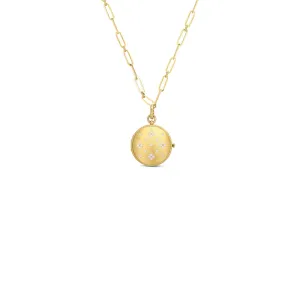 18K VENETIAN PRINCESS SATIN FINISH, DIAMOND ACCENT LOCKET ON CHAIN