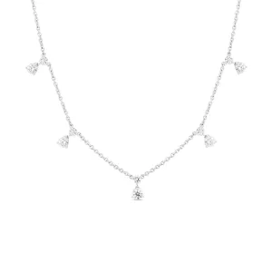 18K WHITE GOLD DIAMONDS BY THE INCH DANGLING 7 STATION NECKLACE