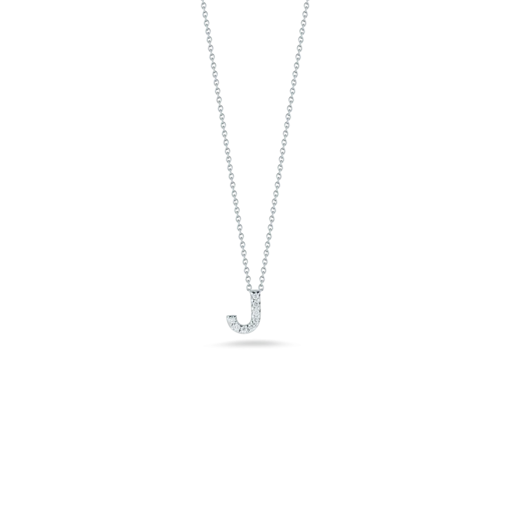 18K WHITE GOLD TINY TREASURES DIAMOND LOVE LETTER "J" NECKLACE