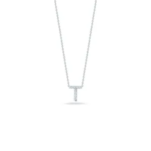 18K White Gold Tiny Treasures Diamond Love Letter “t” Necklace