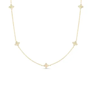 18K YELLOW GOLD LOVE BY THE INCH 5 STATION FLOWER NECKLACE