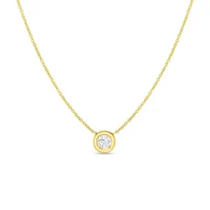 18K Yellow Gold Tiny Treasure Single Diamond Bezel Necklace
