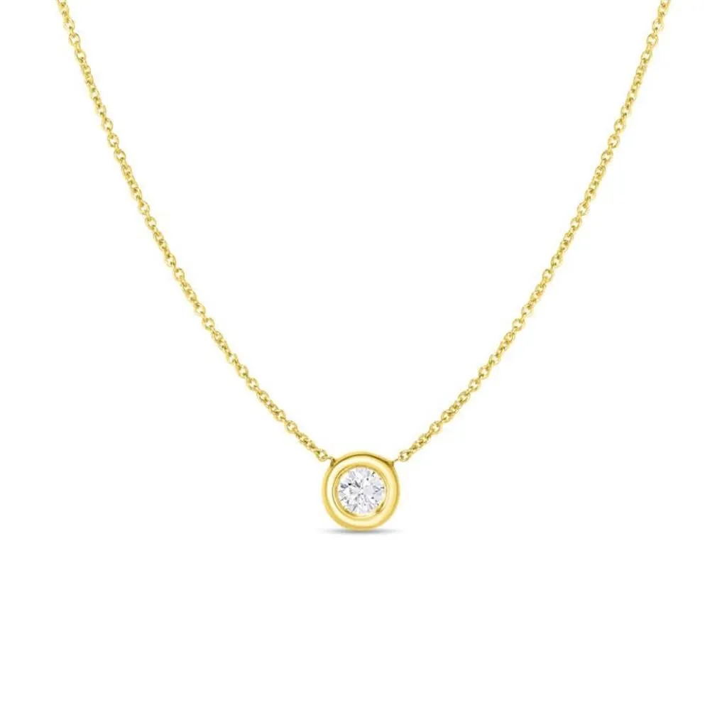 18K Yellow Gold Tiny Treasure Single Diamond Bezel Necklace