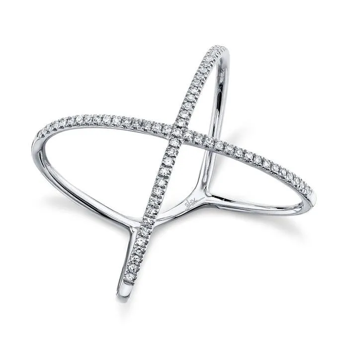 18kt Gold Diamond "X" Ring, 0.18TCW