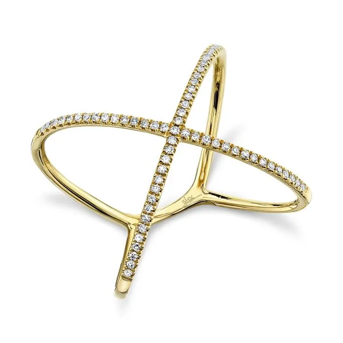 18kt Gold Diamond "X" Ring, 0.18TCW