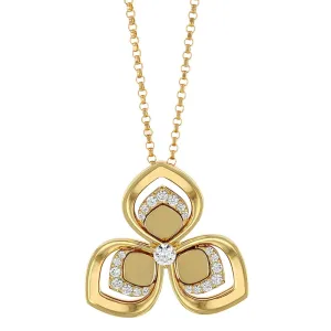 18KT YELLOW GOLD  3 PETAL PENDANT NECKLACE