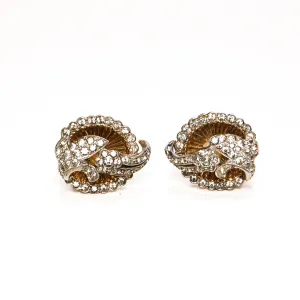 1940's Paste Rhinestone and Floating Pearl Earrings by Jomaz Joseph Mazer
