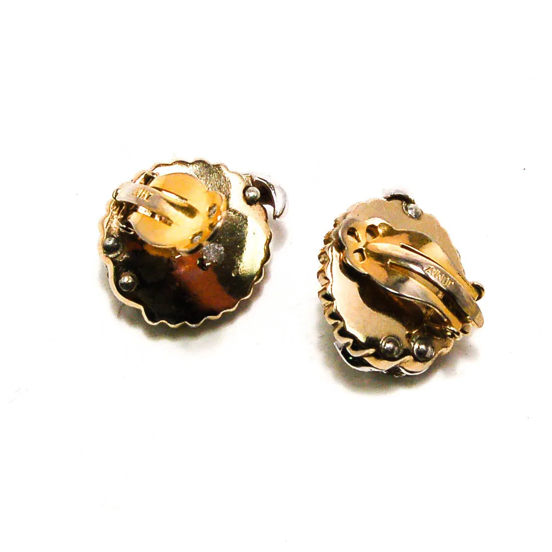1940's Paste Rhinestone and Floating Pearl Earrings by Jomaz Joseph Mazer