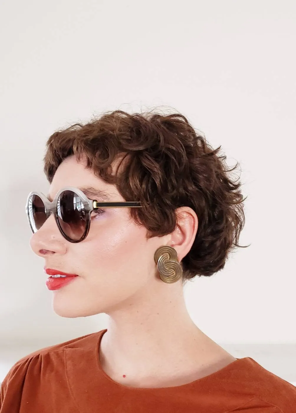 1980s Gold Clip Earrings Interwoven Discs / 80s Chunky Maximalist Clip-Ons Geometric Concentric Circles / Yolanthe
