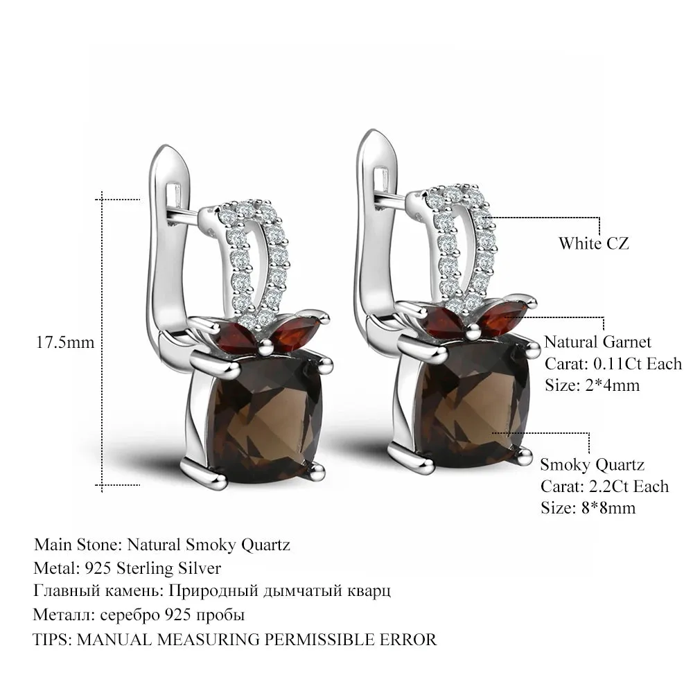 2.2ct Smoky Quartz 925 Sterling Silver Gemstone Clip Earrings – Wedding Engagement Jewelry