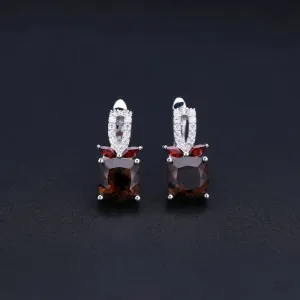 2.2ct Smoky Quartz 925 Sterling Silver Gemstone Clip Earrings – Wedding Engagement Jewelry