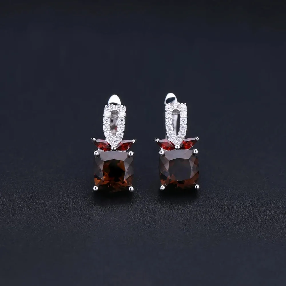 2.2ct Smoky Quartz 925 Sterling Silver Gemstone Clip Earrings – Wedding Engagement Jewelry