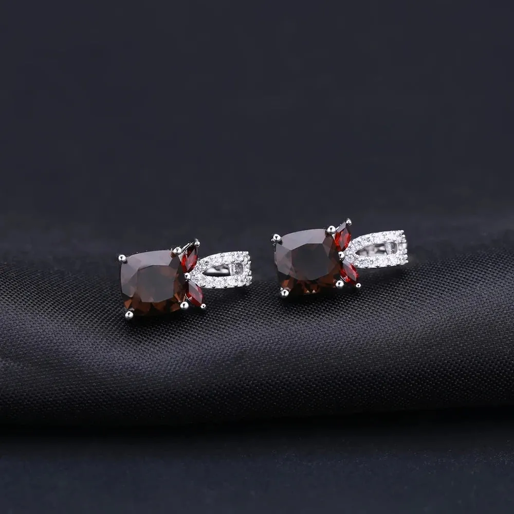 2.2ct Smoky Quartz 925 Sterling Silver Gemstone Clip Earrings – Wedding Engagement Jewelry