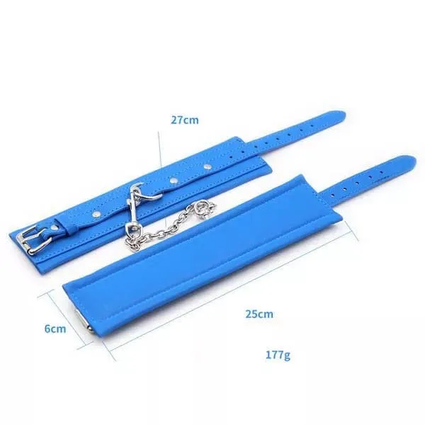 2482DL      Padded Faux Leather Tantric Blue Wrist Bondage Cuffs