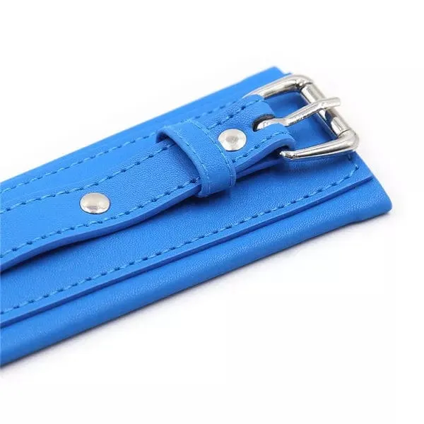 2482DL      Padded Faux Leather Tantric Blue Wrist Bondage Cuffs