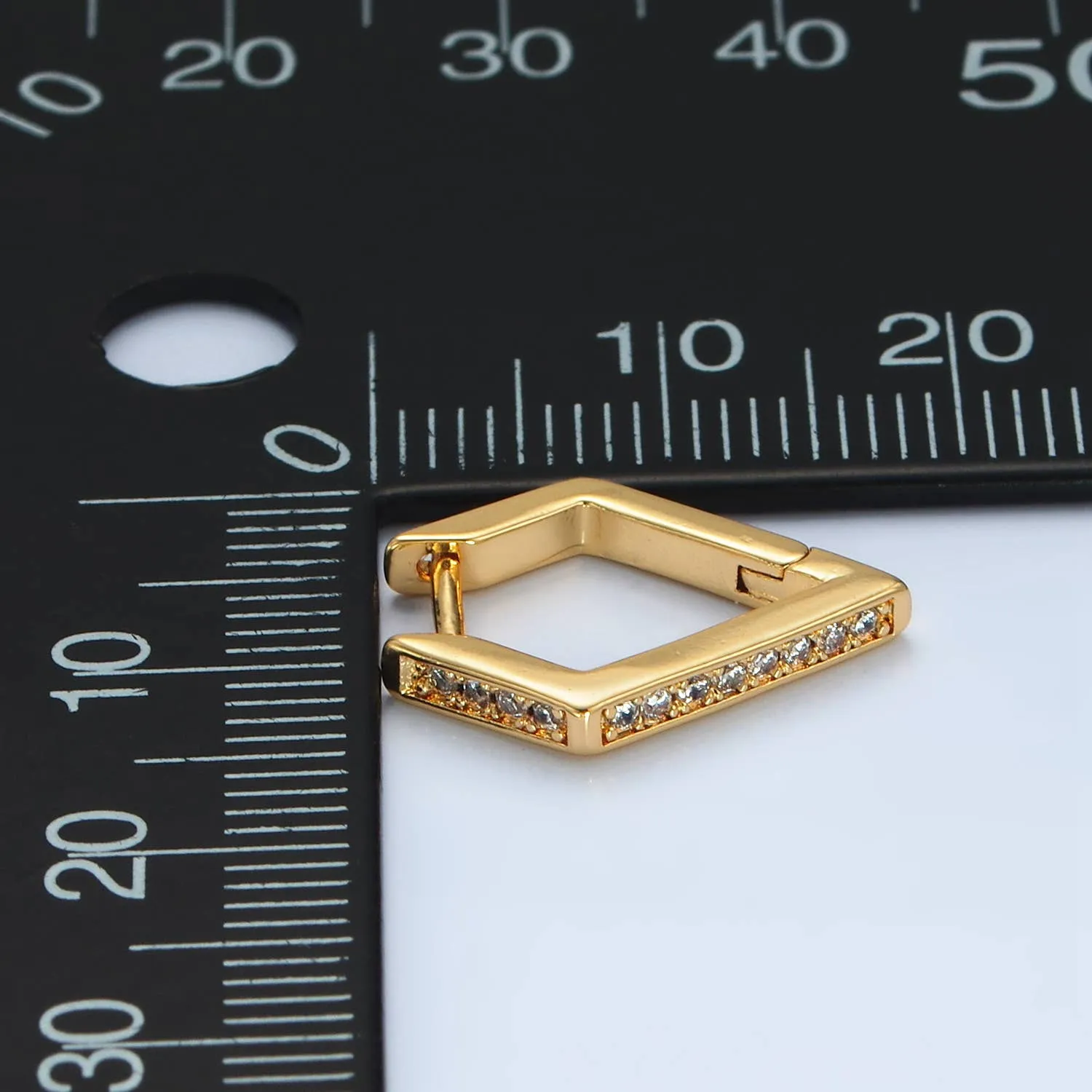 24K Gold Filled Pave CZ Geometric Hoop Earrings