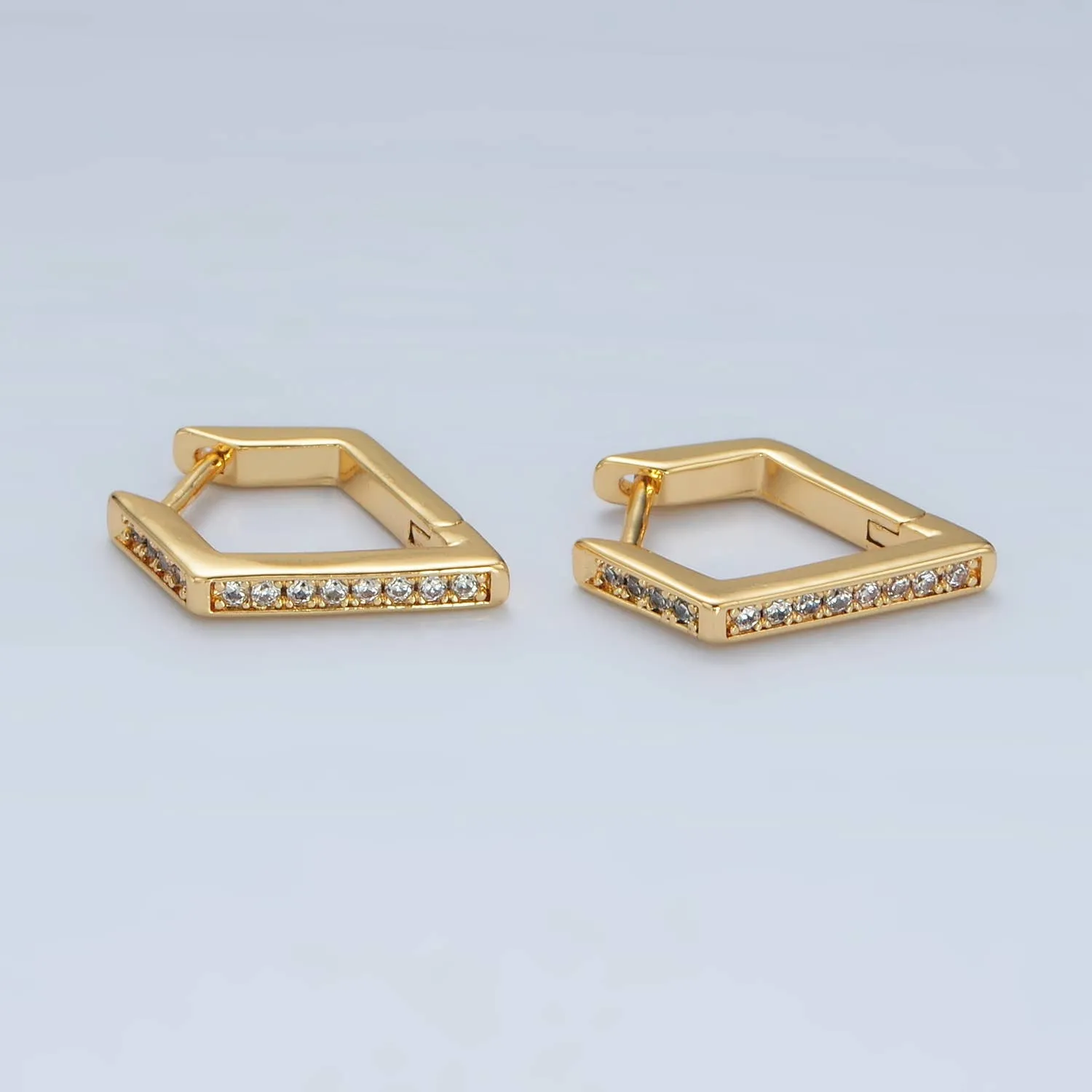 24K Gold Filled Pave CZ Geometric Hoop Earrings