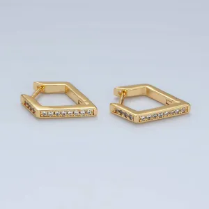 24K Gold Filled Pave CZ Geometric Hoop Earrings