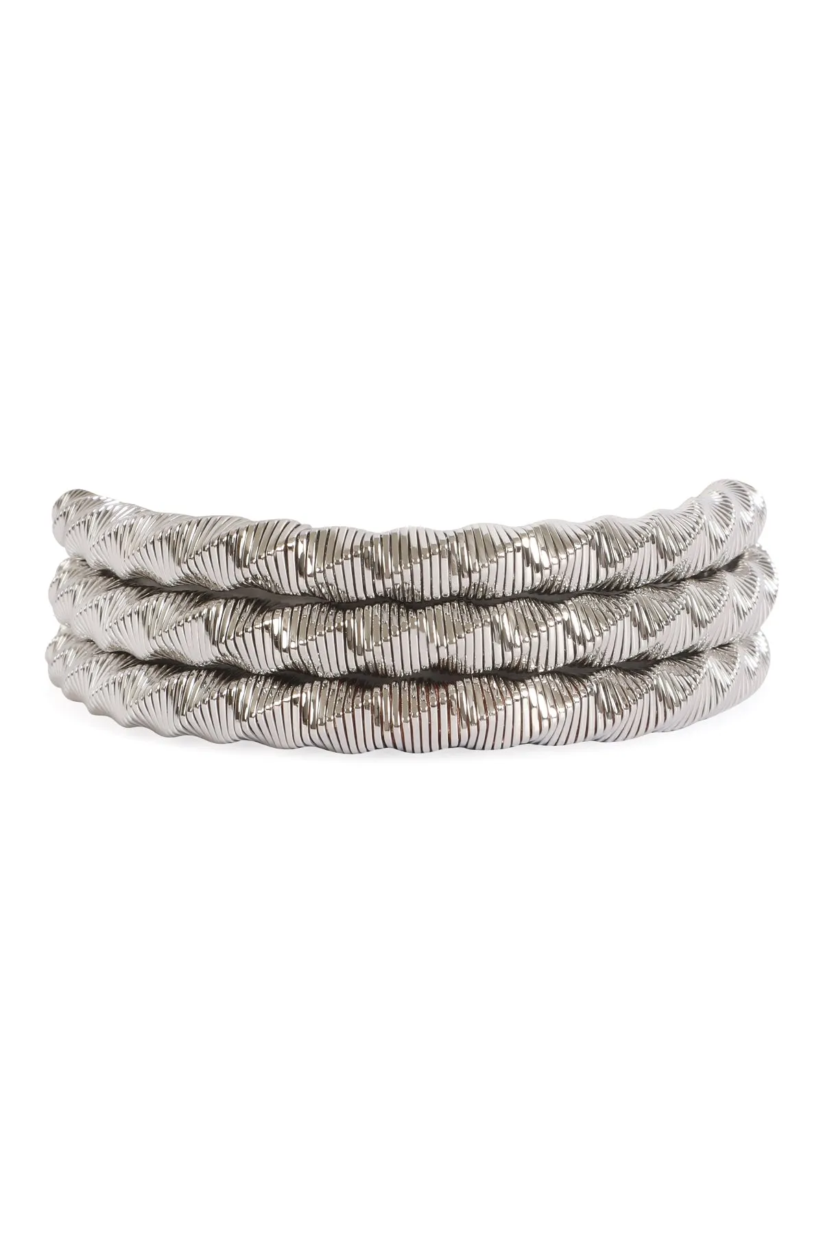 3 Rows Twisted Omega Bracelet Silver - Pack of 6