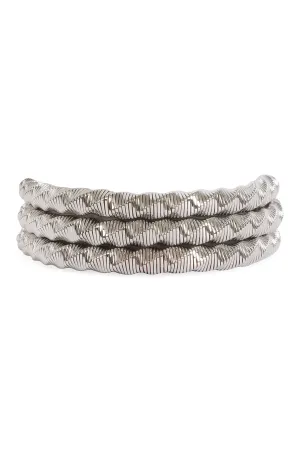 3 Rows Twisted Omega Bracelet Silver - Pack of 6