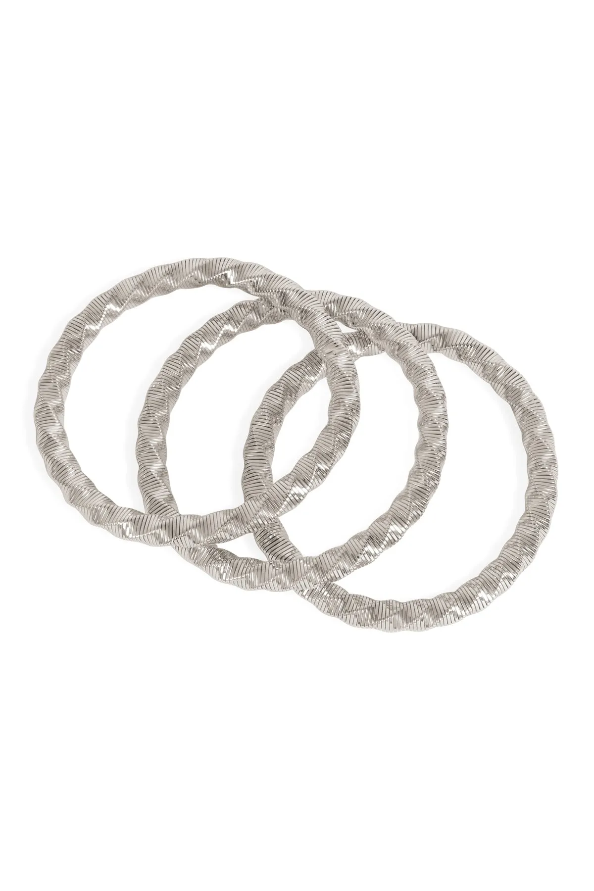 3 Rows Twisted Omega Bracelet Silver - Pack of 6