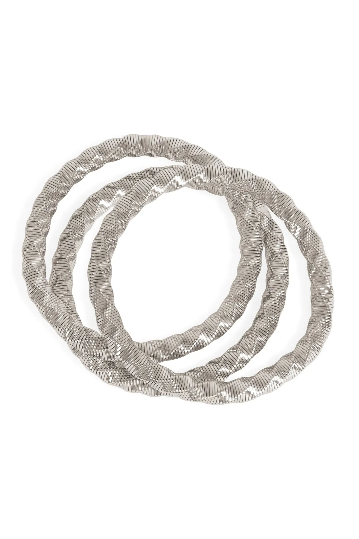 3 Rows Twisted Omega Bracelet Silver - Pack of 6