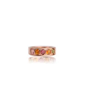 3 x 4 mm. Oval Cut Multi-coloured Brazilian Tourmaline Cluster Ring