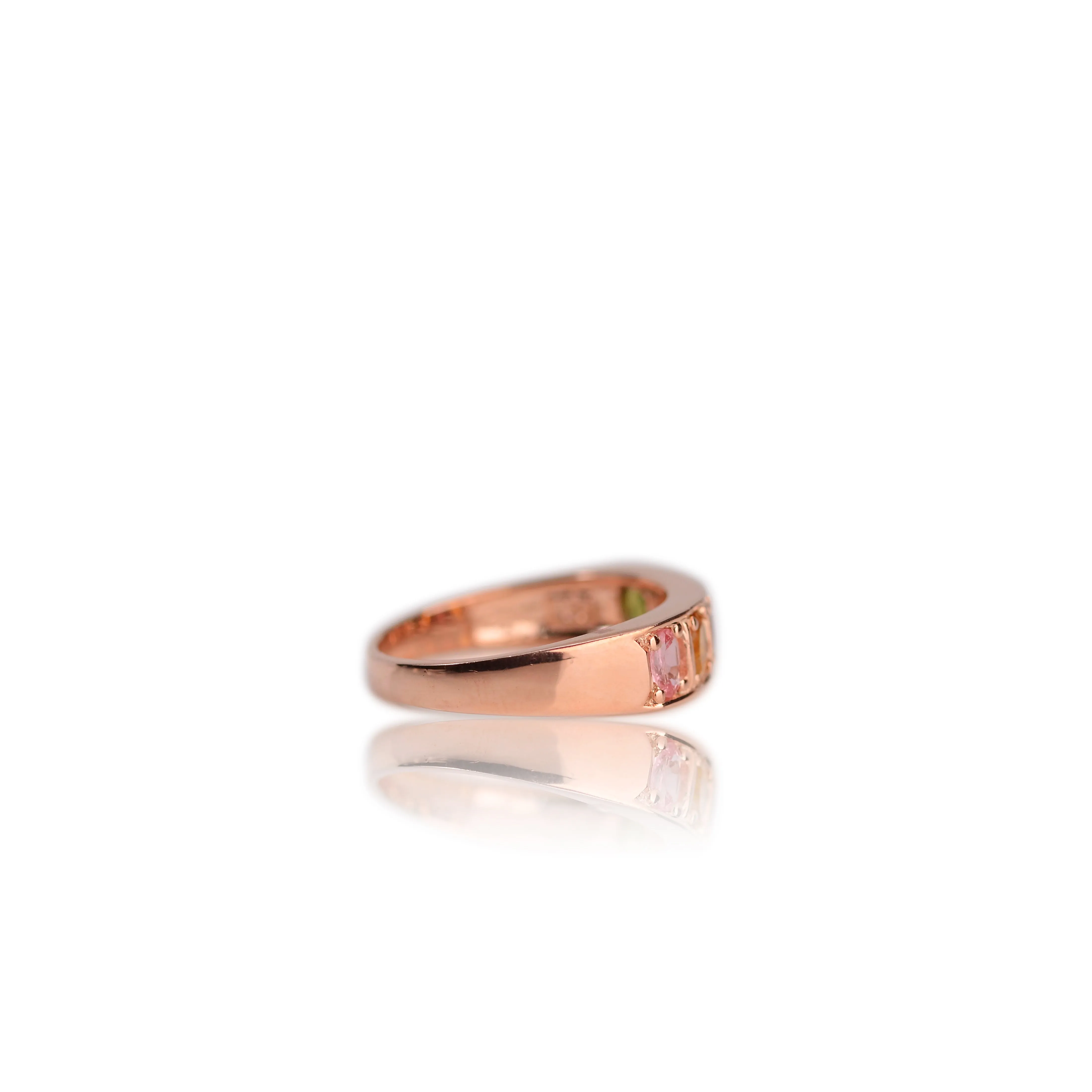 3 x 4 mm. Oval Cut Multi-coloured Brazilian Tourmaline Cluster Ring