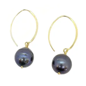 302-10-G | EDISON OPEN HOOP EARRING (BLACK ON GOLD)
