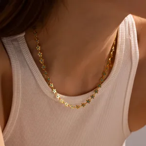 304 Stainless Steel 18K Gold Plated IG Style Basic Classic Style Flower Bracelets Necklace